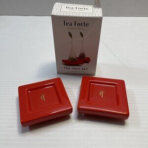Tea Forte Ruby Red Tea Bag Tray Set Ceramic - NEW in Box (please see pictures)